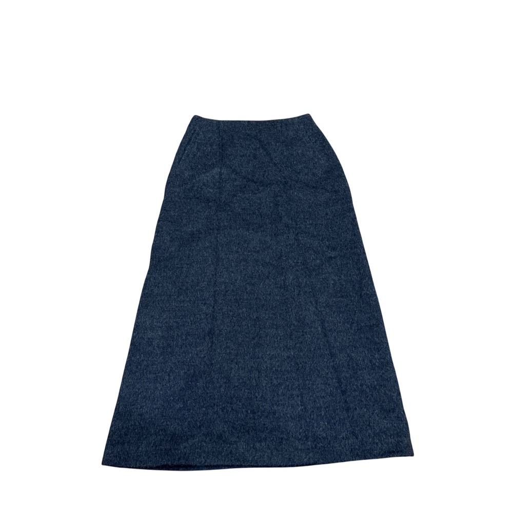 Harve Benard Wool Alpaca Blend Maxi Skirt Gray A-Line 4 Preppy Classic Minimalis